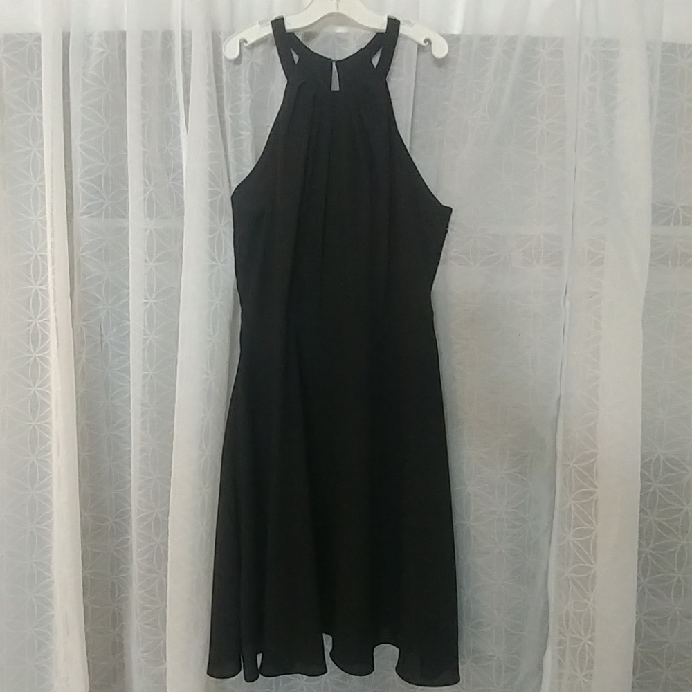 Express Flowy Fit & Flare Pleated Black Dress 4